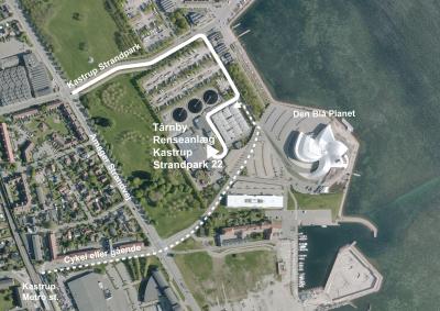 Kort med placering af renseanlægget på Kastrup Strandpark 22